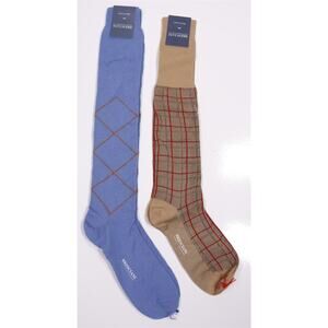 Bresciani Lot of 2 Mens Wool Over the Calf Dress Socks Luxury New with Tags